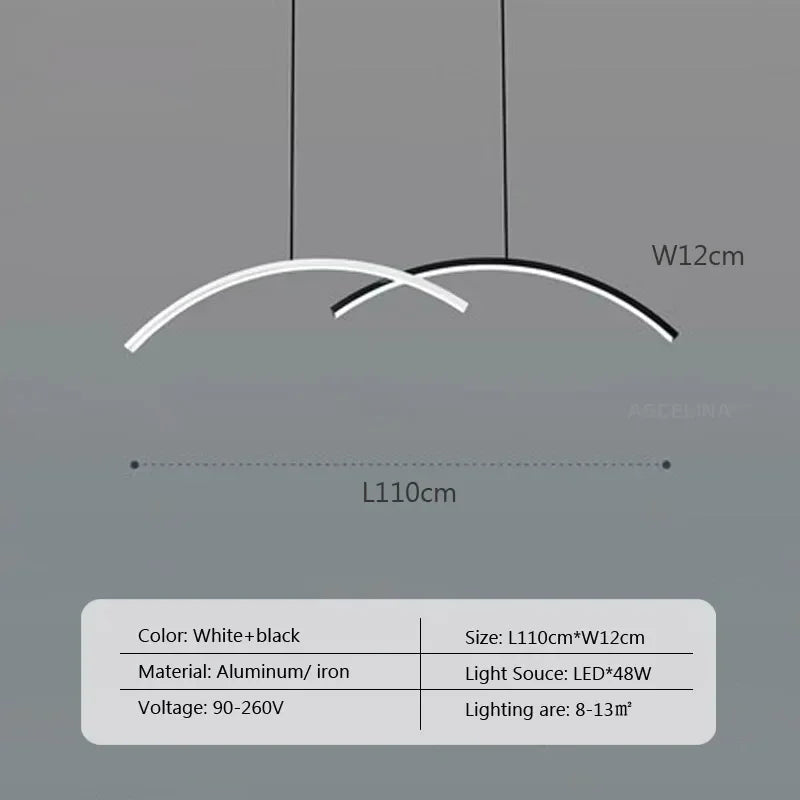 lustre moderne à leds avec télécommande et ligne simple