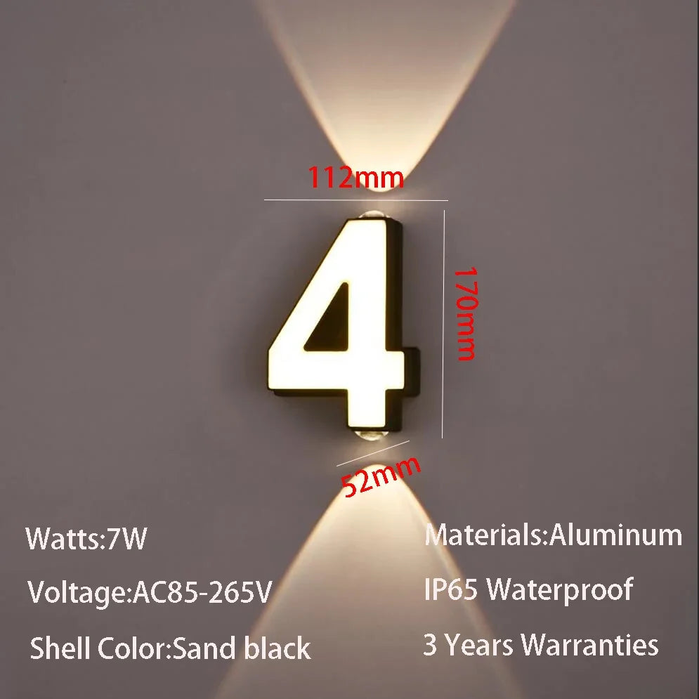 applique murale LED numéro de chiffre intérieur et extérieur IP65 étanche moderne minimalisme Style aluminium porche lumières de jardin