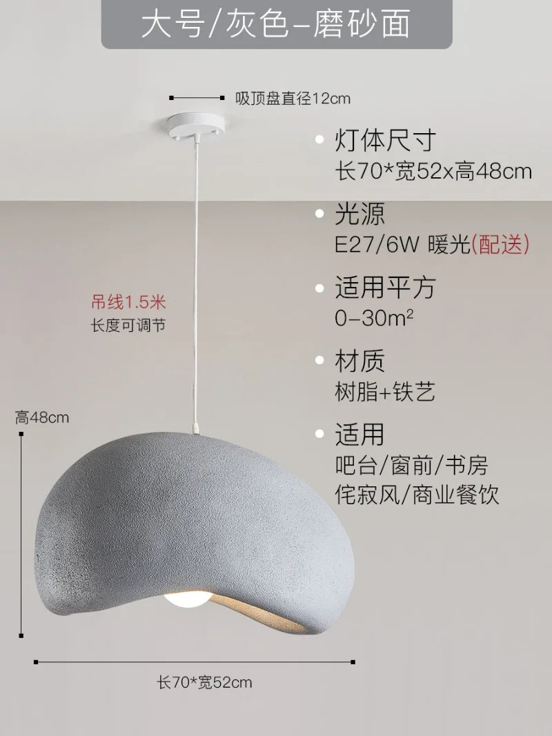 suspension led wabi-sabi nordique en résine pour café loft