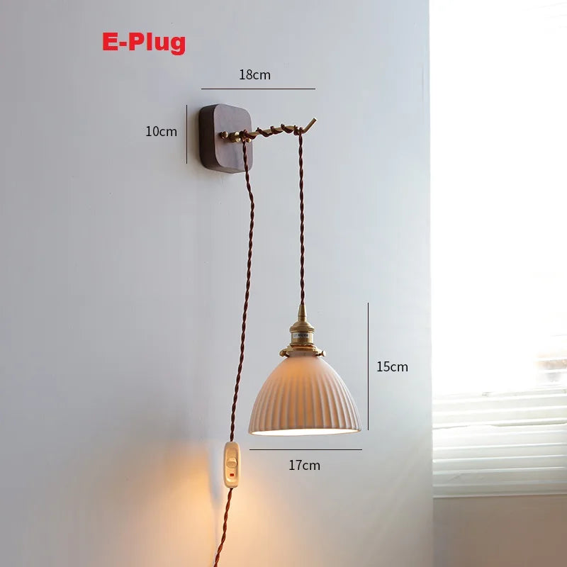 applique murale led moderne en bois de noyer nordique wabi-sabi