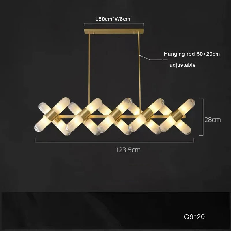 lustre italien moderne led minimaliste en cuivre pour bar café
