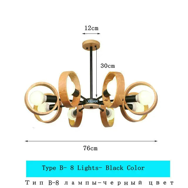 lustre scandinave minimaliste rotation 360 degrés luminaires suspendus bois créatifs