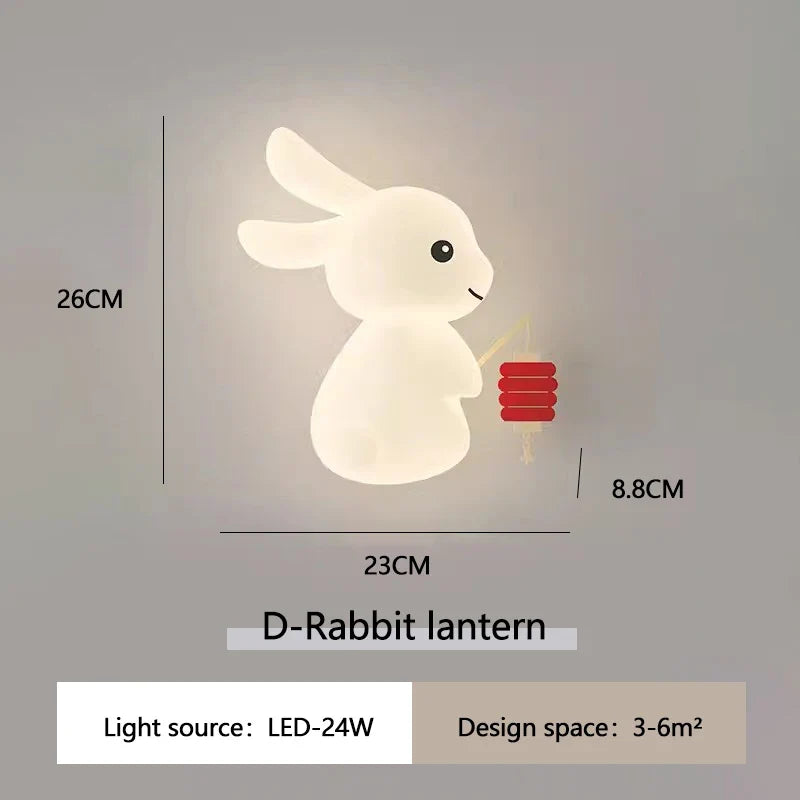 Applique murale de lapin mignon LED lampe de chambre d'enfant moderne Simple chaud chambre de bébé pépinière petite fille garçon chambre chevet appliques murales