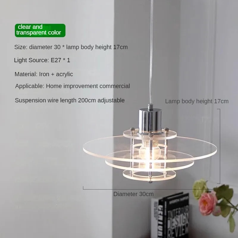 suspension à led en acrylique pour restaurant et magasin de vêtements