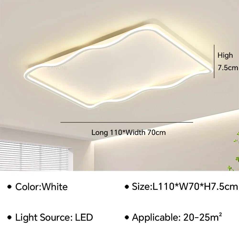 lustre moderne à leds pour décoration intérieure simple vague