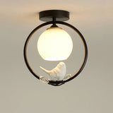plafonnier nordique créatif avec motif d'oiseau pour balcon