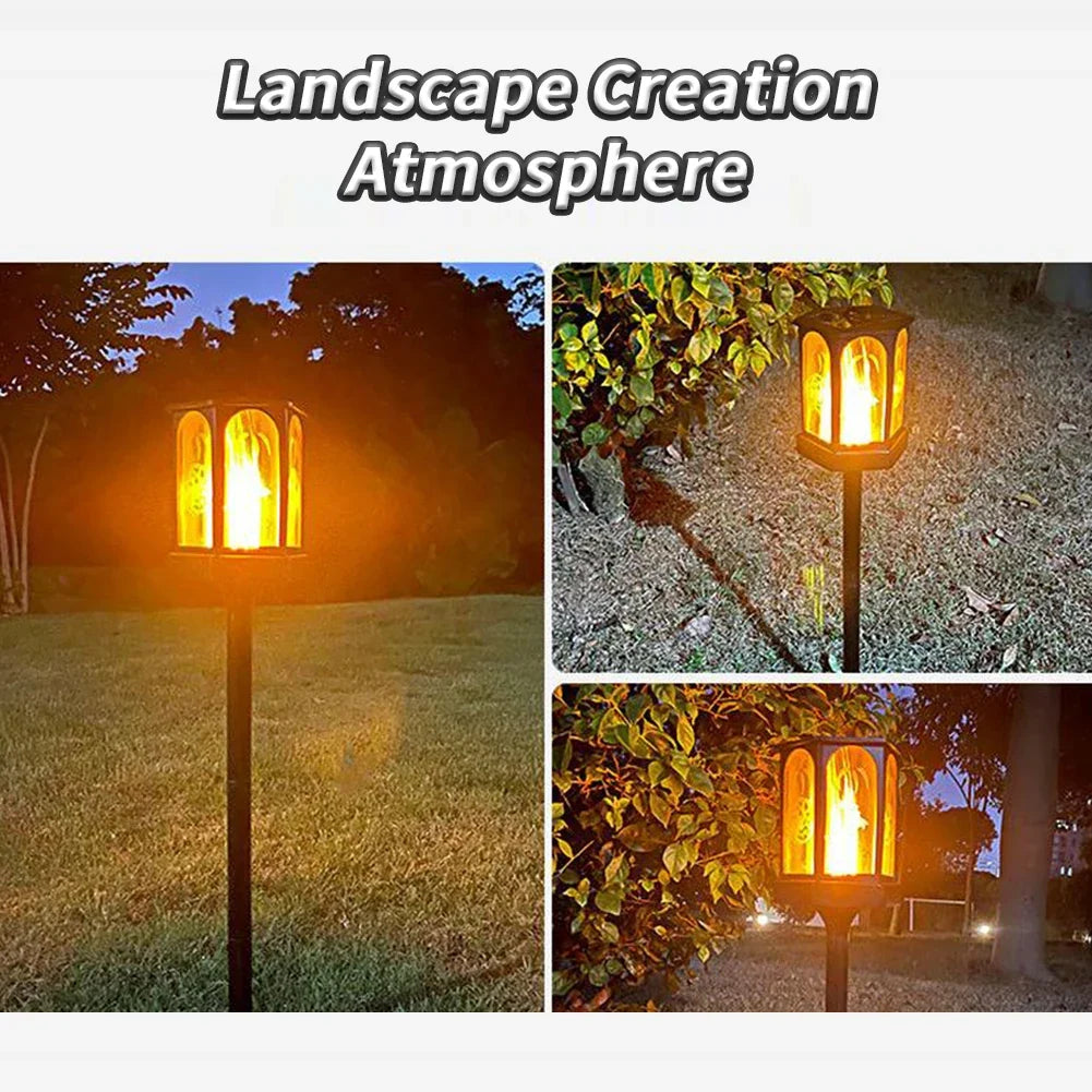 lampe torche solaire extérieure 96 led flamme vacillante étanche jardin
