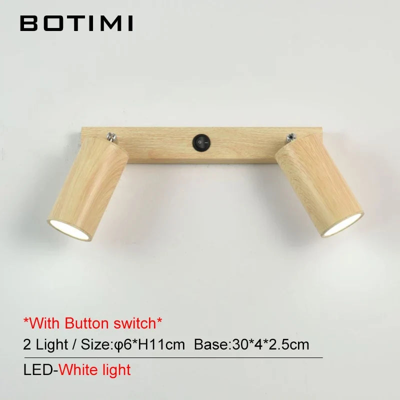 botimi applique murale fer interrupteur bouton-poussoir imitation bois nordique