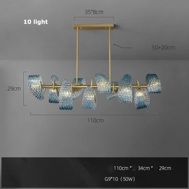 Suspension modernes en verre bleu lampes suspendues design pour couloir Bar chambre lustre Suspension Luminaire éclairage
