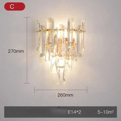 applique murale led moderne en cristal doré à intensité variable