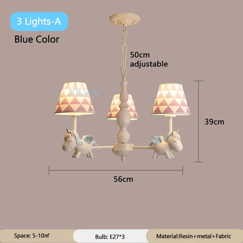 lustre licorne dessin animé pour chambre d'enfant suspendu