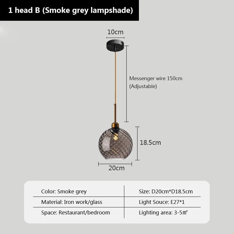 suspension en verre moderne pour éclairage décoratif intérieur