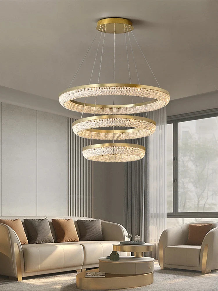 lustre de luxe led rond design moderne 	 pour intérieur