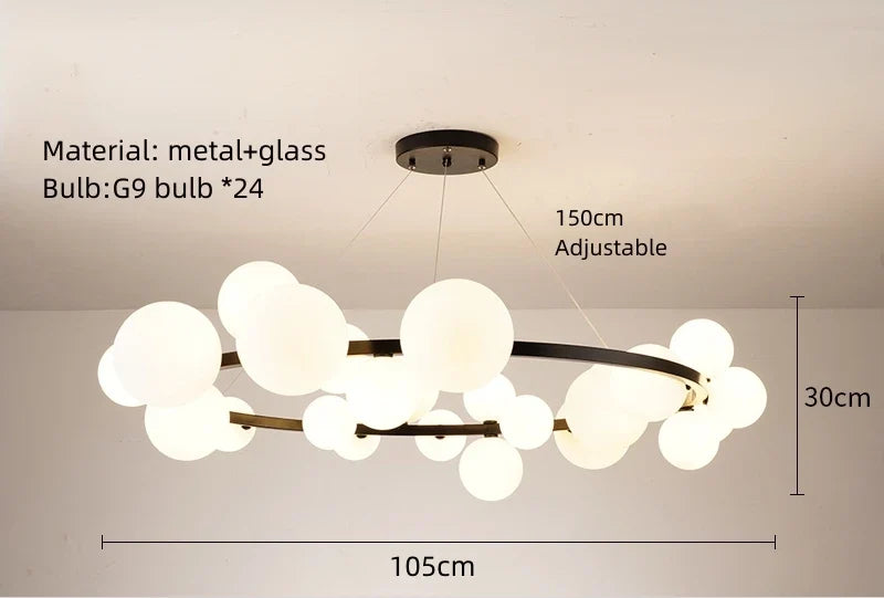 lustre en verre avec cordon réglable et ampoule incluse