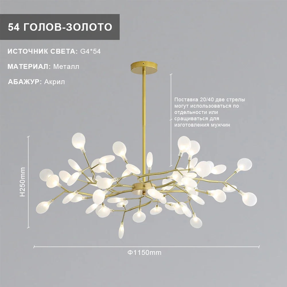 plafonnier en verre branches de luciole design moderne et élégant
