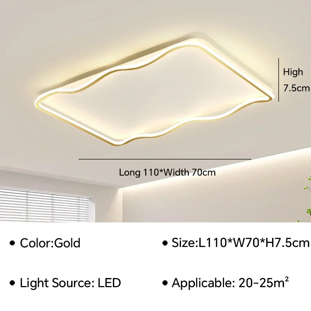 lustre moderne à leds pour décoration intérieure simple vague