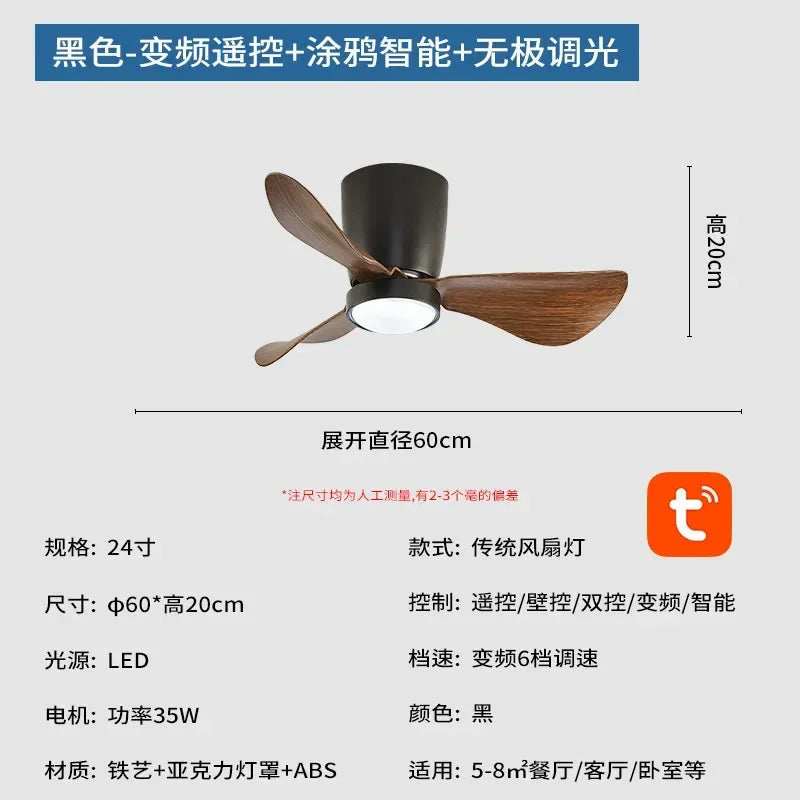 plafonnier ventilateur à conversion de fréquence style nordique simple
