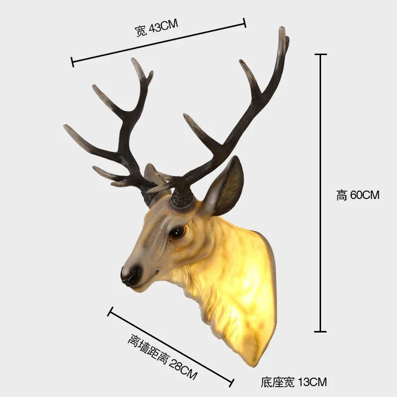 applique murale moderne en bois de cerf avec lumière led décorative