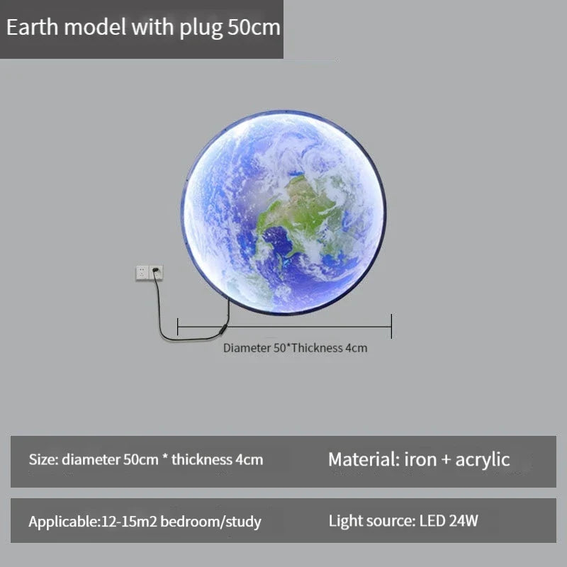 applique murale lune moderne avec intensité variable et télécommande led
