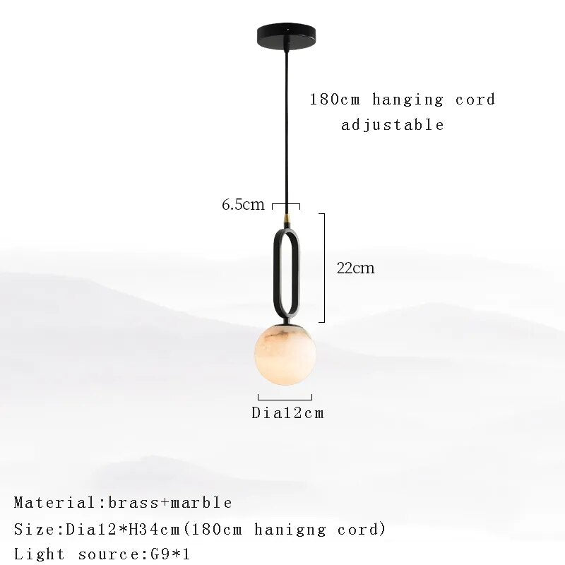 Lampe suspension marbre LED minimaliste