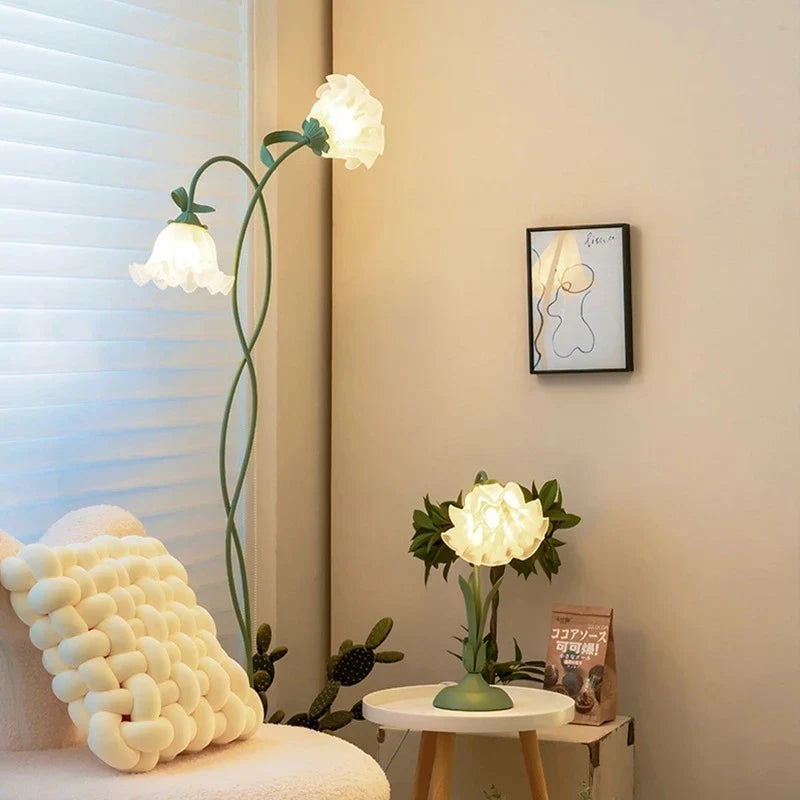 lampadaire vintage style pastoral avec appliques en verre