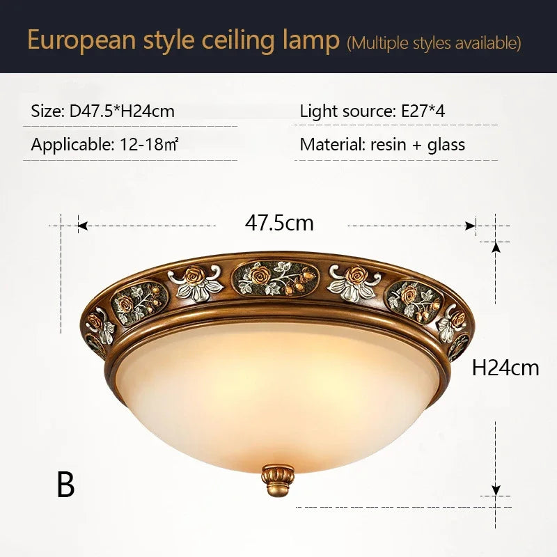 lampes de plafond led rondes design rétro en résine européenne
