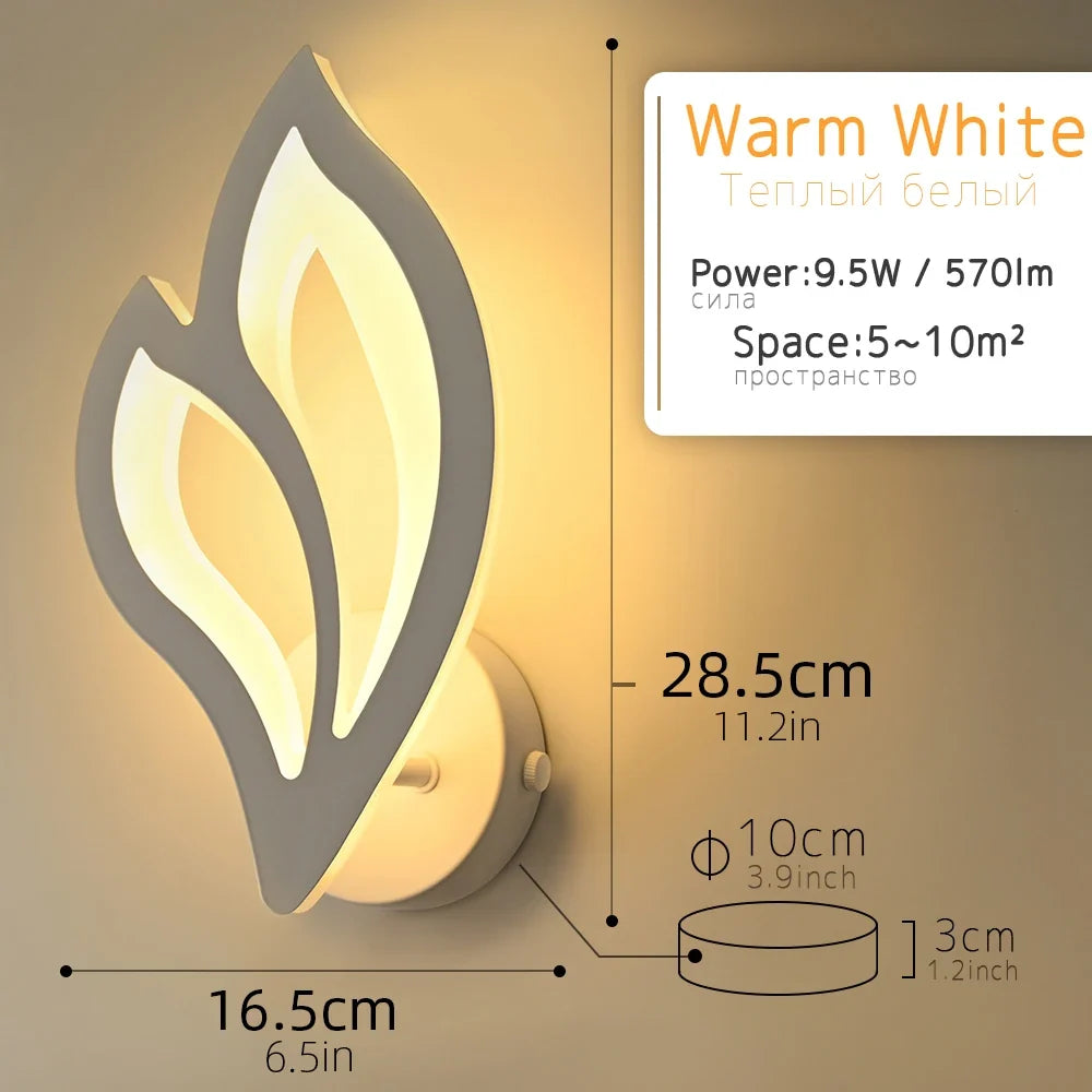 applique murale led moderne en forme de feuille pour éclairage intérieur