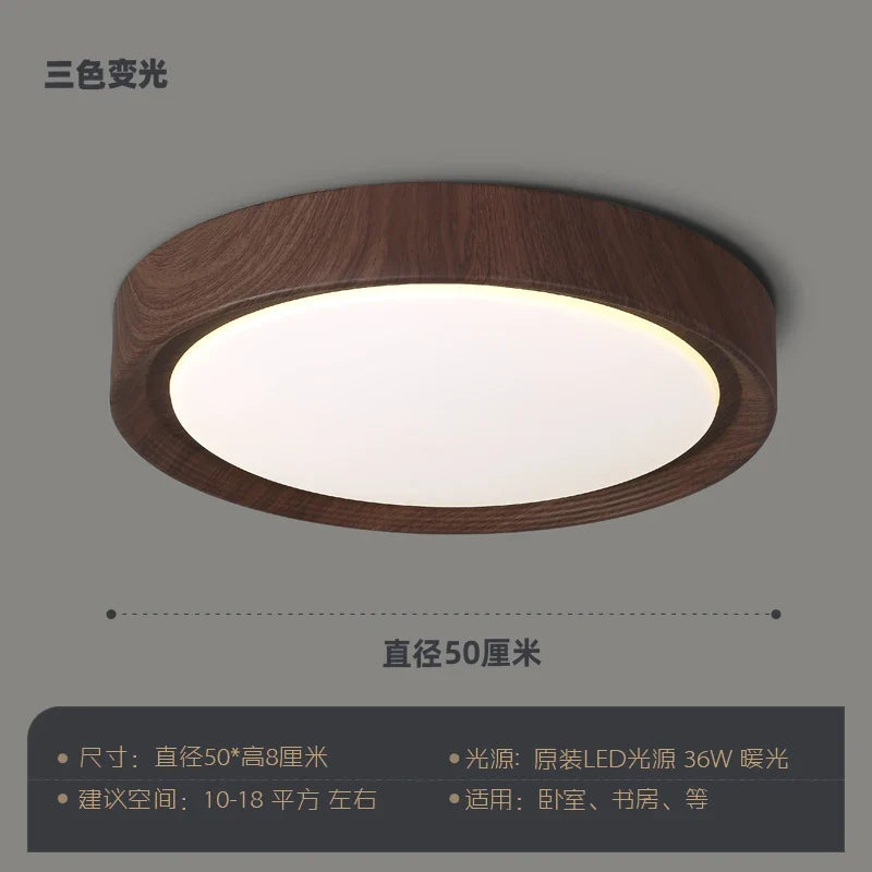 plafonnier led design nordique en bois et fer décoratif