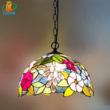 lustre floral en goutte style tiffany éclairage led pour café et restaurant