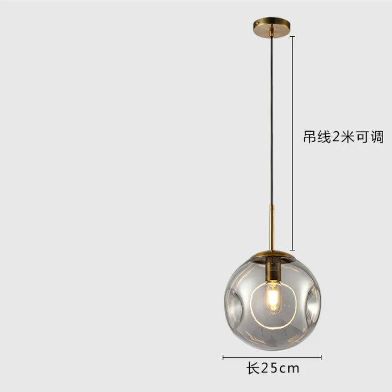 lustre suspension industriel simple boule verre moderne nordique