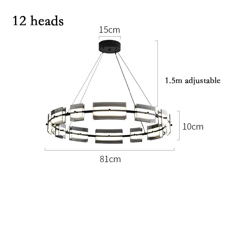 lustre led en verre style simple et moderne pour décoration intérieure