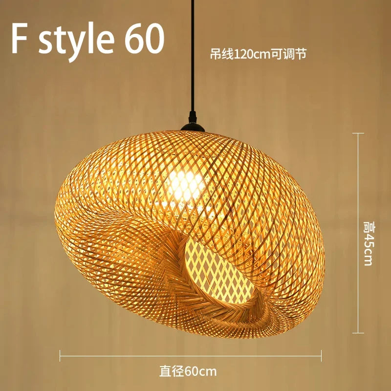 lustre style chinois fait main en bambou tissage pastoral vintage