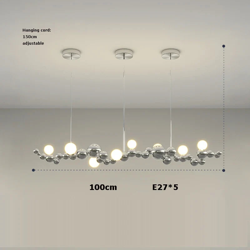 suspension design art déco en or chromé pour éclairage moderne