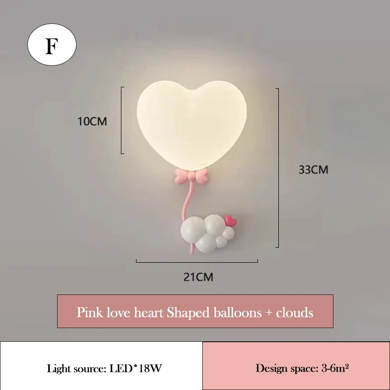 applique murale led en forme de cœur pour chambre d'enfant