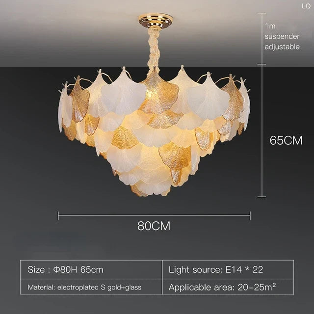 suspension moderne en verre ginkgo pour éclairage intérieur décoratif