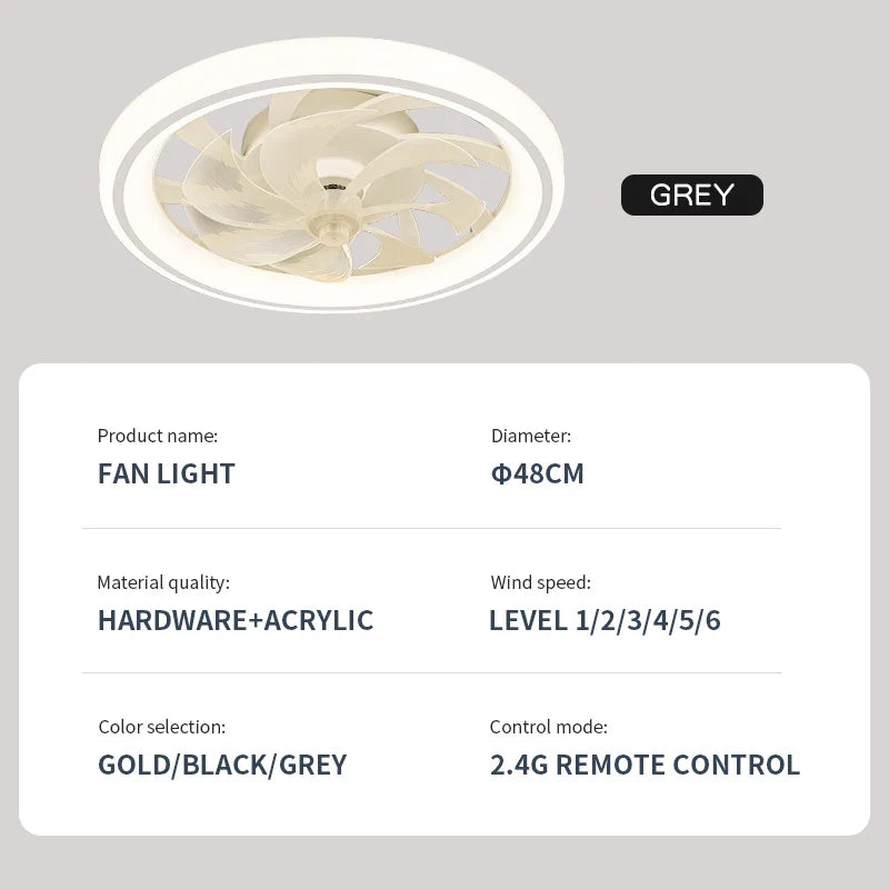 ventilateur intelligent avec lumières et télécommande décoratif