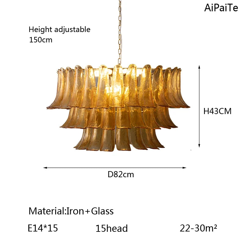 AiPaiTe lustre en verre LED scandinave pour salon salle à manger chambre lustre en verre ambre vintage américain
