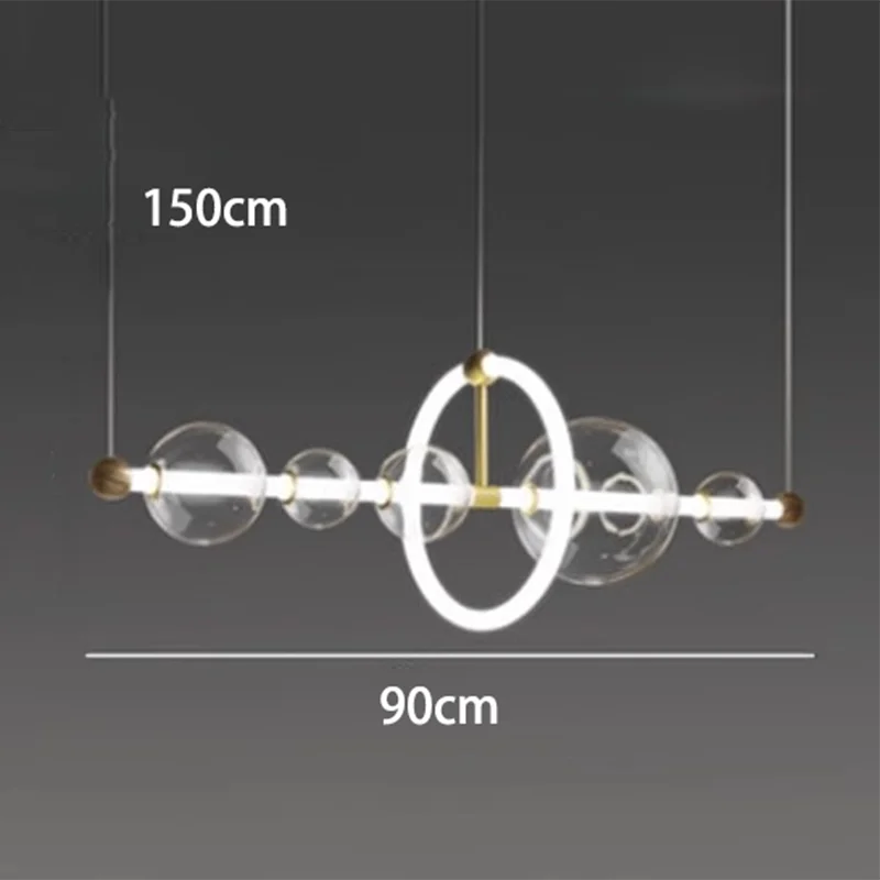lustre de luxe à bulles longue bande éclairage led en verre transparent créatif