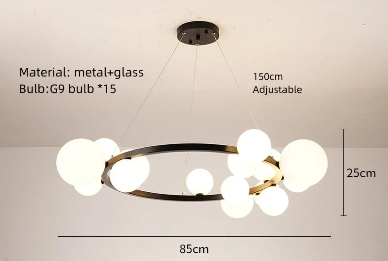 Clear White Glass Ball Pendant Light Parlor Restaurant Bedroom Hanging Lamp Cord Adjustable Include G9 Bulb Good Packaging