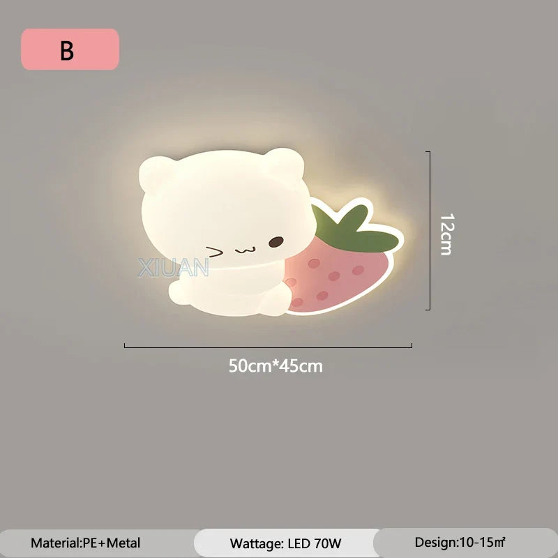 plafonnier led ours cartoon motif fruits pour enfants