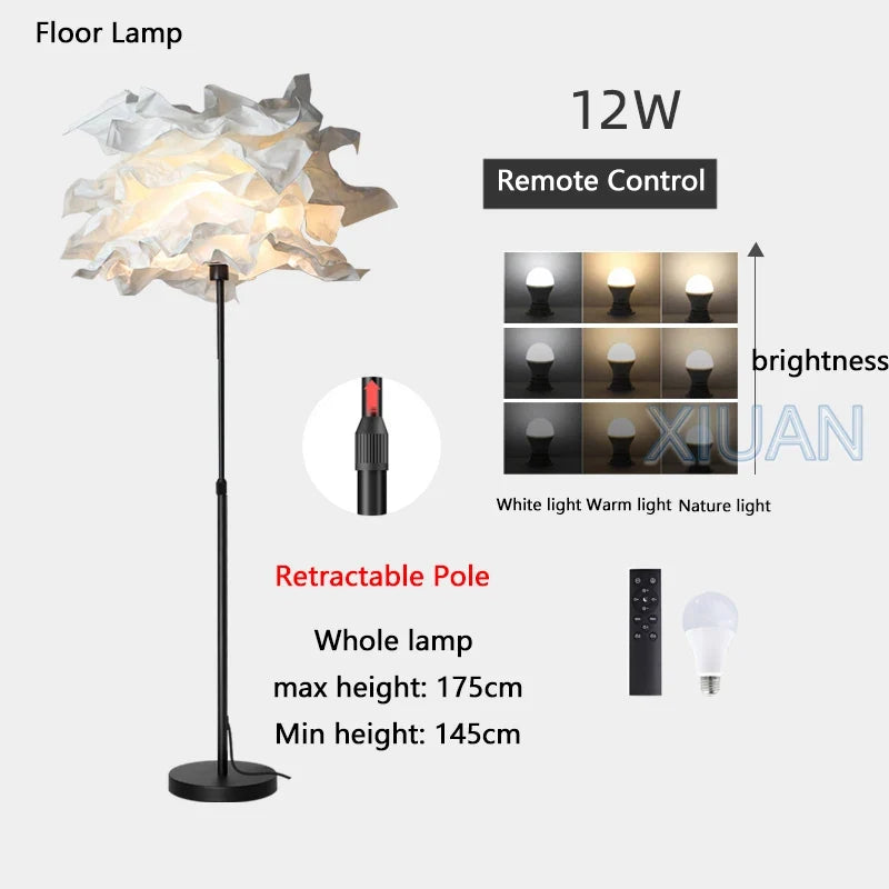 lampadaire créatif en papier avec poteau rétractable pour hôtel