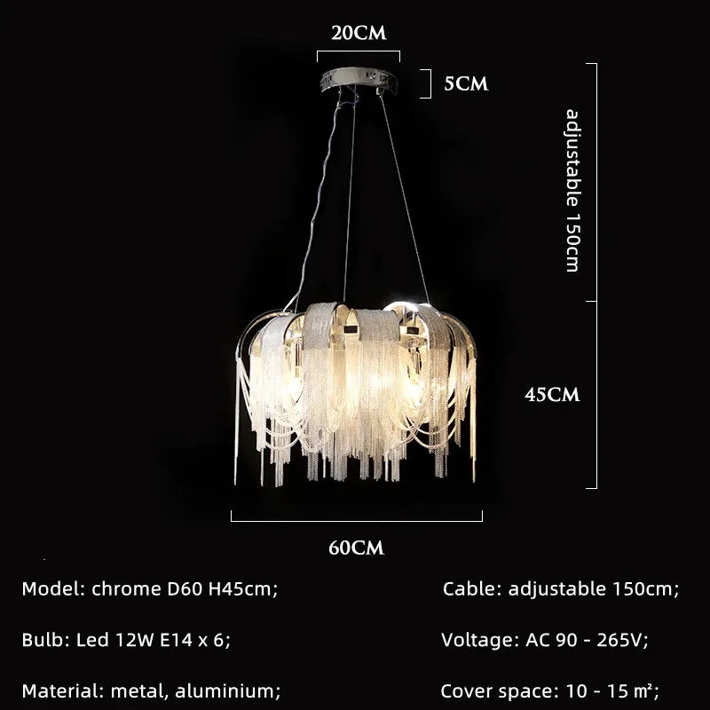 suspension en aluminium avec éclairage led moderne intérieur