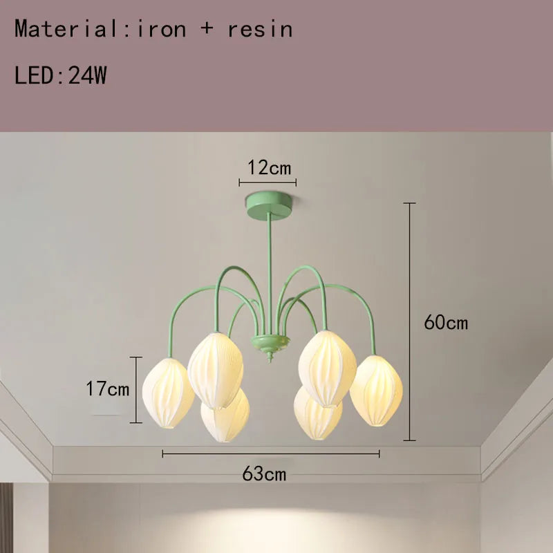 lustre en résine avec abat-jour romantique en métal