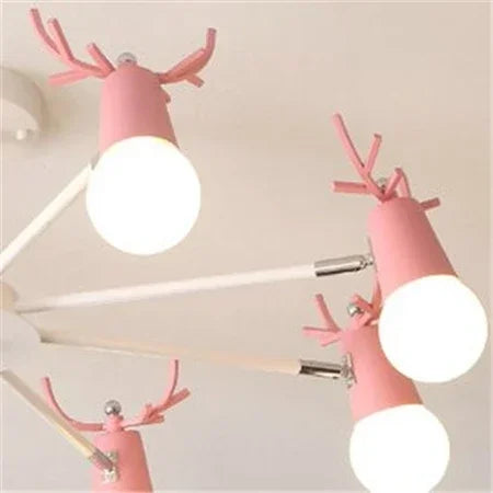 lustre led en fer et bois forme cerf pour décoration intérieure