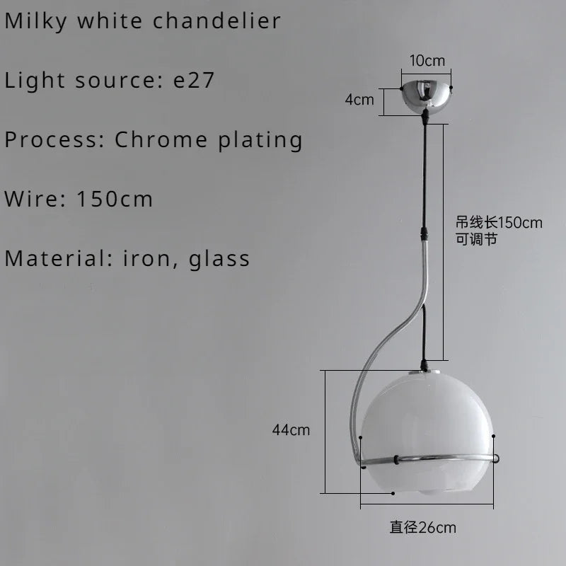 lustre boule en verre style nordique pour éclairage rétro