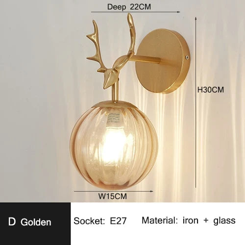 applique murale led rétro boule de verre décorative veilleuse