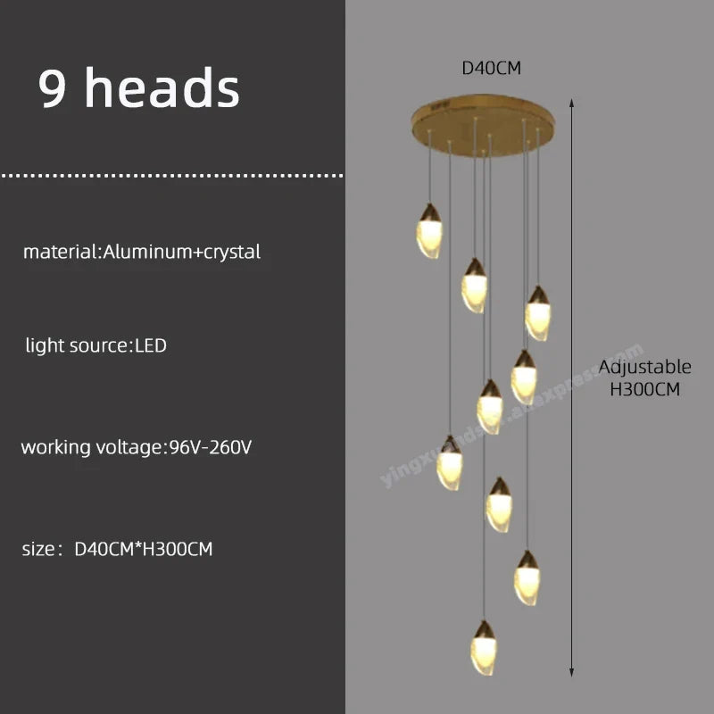 lustre en cristal design de luxe pour éclairage moderne