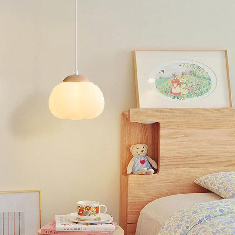 suspension moderne en bois naturel lustre en forme de coton