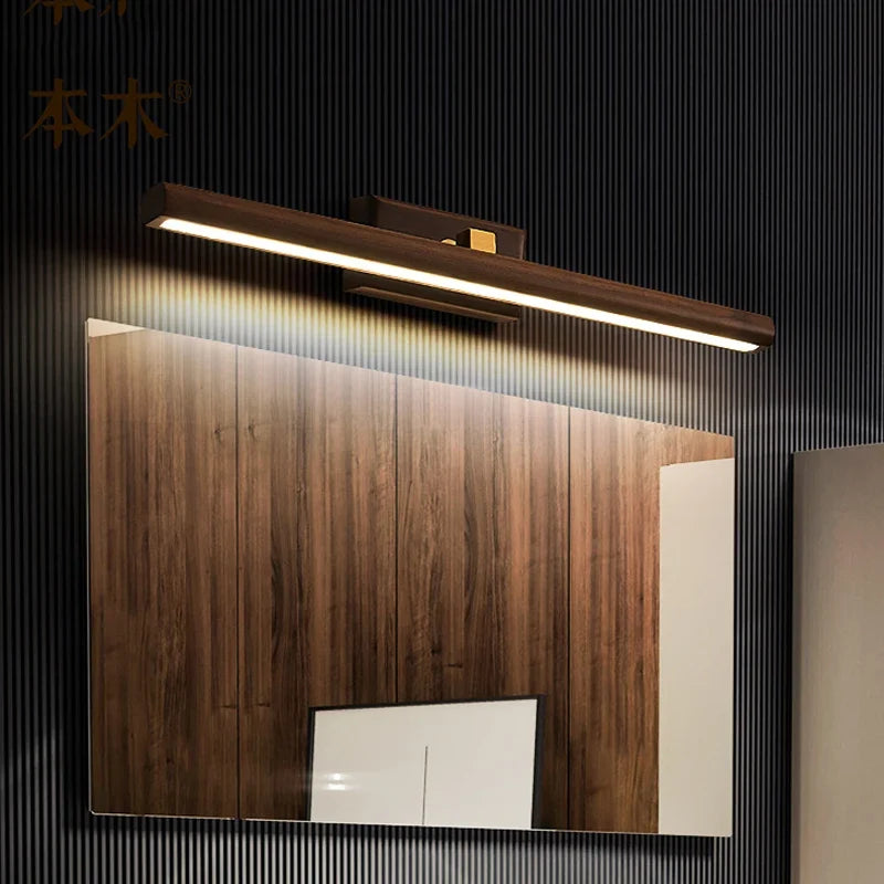 miroir de luxe en noyer led rotatif à 360° applique murale