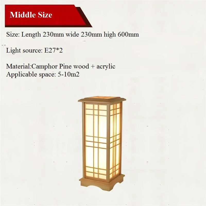 lampadaire japonais en bois massif pour intérieur lumineux